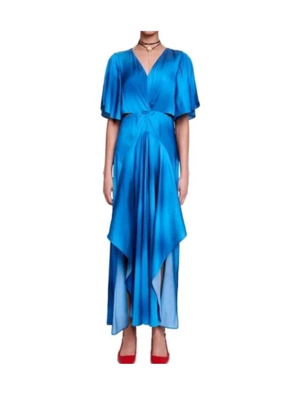 NWT Maje Renilina Cutout Maxi Dress Blue Ombre Tie Dye sz 36/ 4 Resort Festival